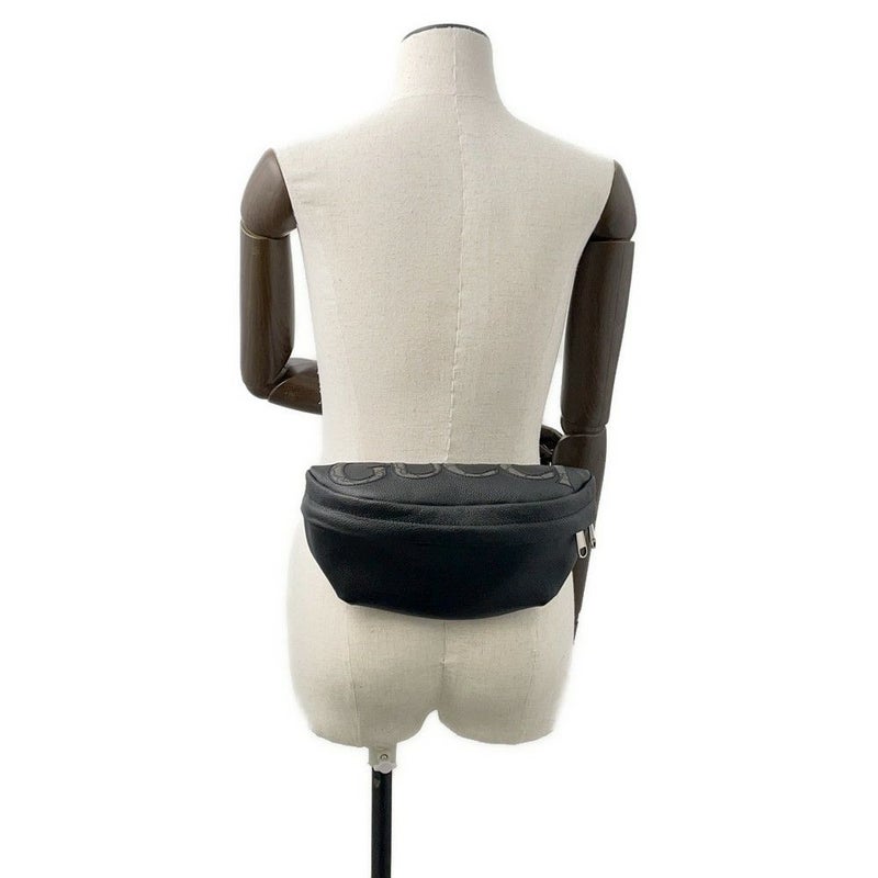 グッチ ボディバッグ インレイ ロゴ ベルトバッグ レザー 768111 GUCCI ウエストポーチ 黒