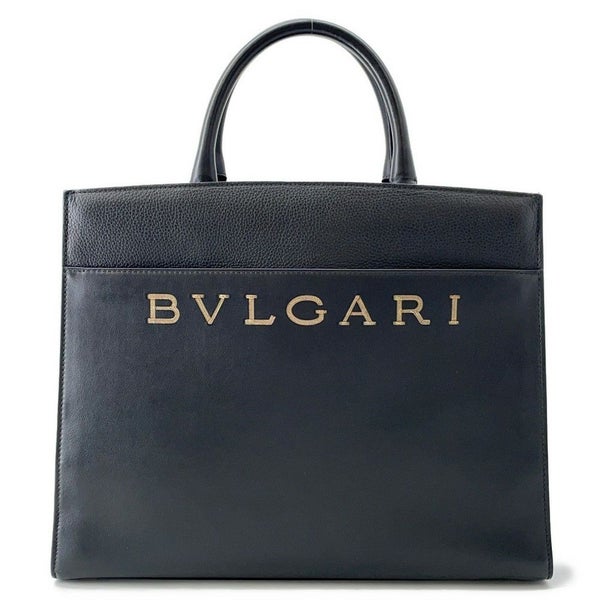 ブルガリ トートバッグ ロゴ レザー BVLGARI バッグ 黒
