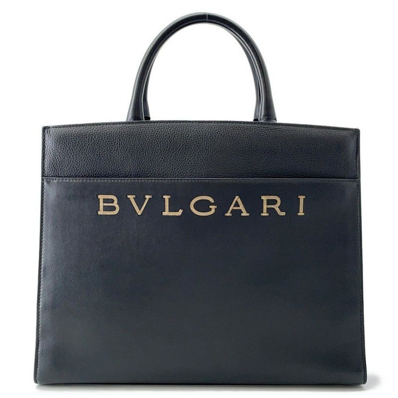 ブルガリ トートバッグ ロゴ レザー BVLGARI バッグ 黒