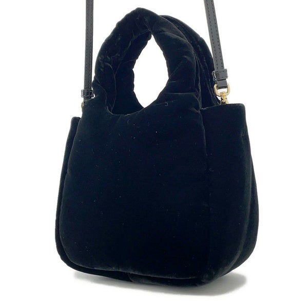 プラダ ハンドバッグ トライアングルロゴ ミニ ベルベット 1BA359 2wayショルダー 黒