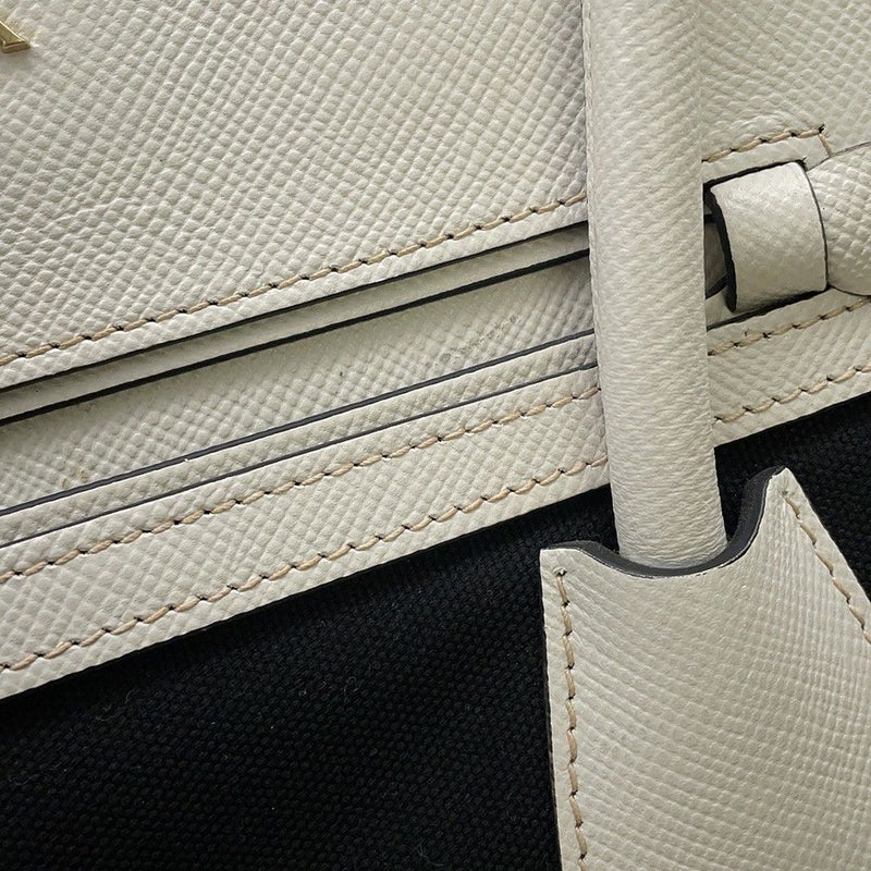 プラダ ハンドバッグ ロゴ サフィアーノ キャンバス BN2595 PRADA 2wayショルダー 黒 白