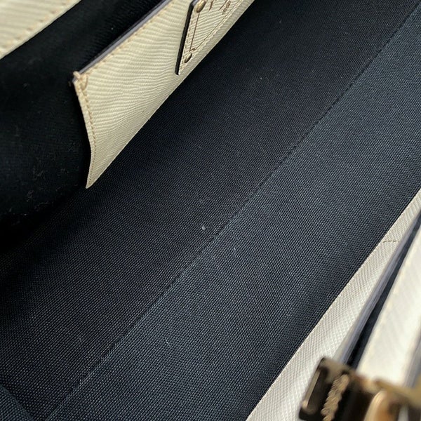 プラダ ハンドバッグ ロゴ サフィアーノ キャンバス BN2595 PRADA 2wayショルダー 黒 白