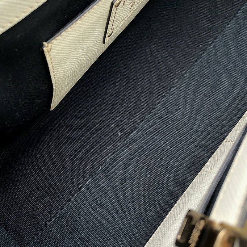 プラダ ハンドバッグ ロゴ サフィアーノ キャンバス BN2595 PRADA 2wayショルダー 黒 白