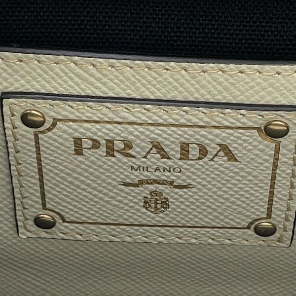 プラダ ハンドバッグ ロゴ サフィアーノ キャンバス BN2595 PRADA 2wayショルダー 黒 白