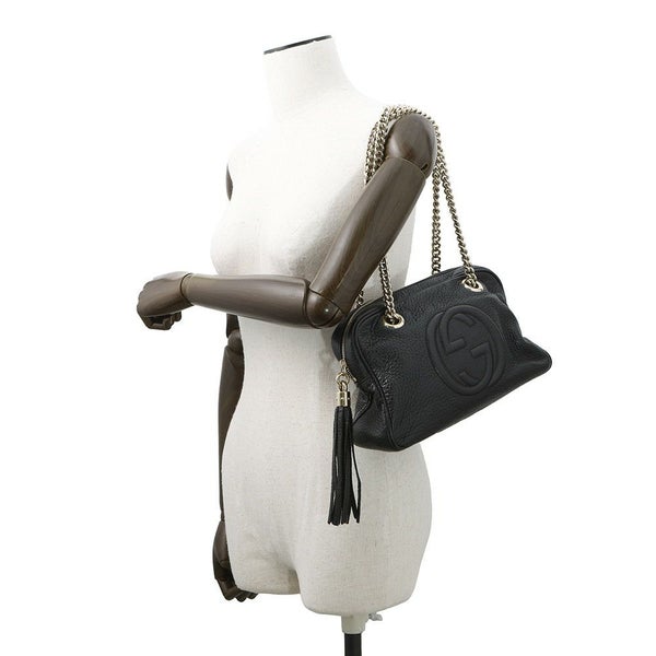 グッチ チェーンショルダーバッグ ソーホー インターロッキングG  レザー 308983 GUCCI バッグ 黒