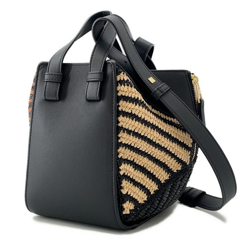 ロエベ ハンドバッグ ハンモック コンパクト ラフィア A538H13X07 LOEWE 2wayショルダーバッグ 黒