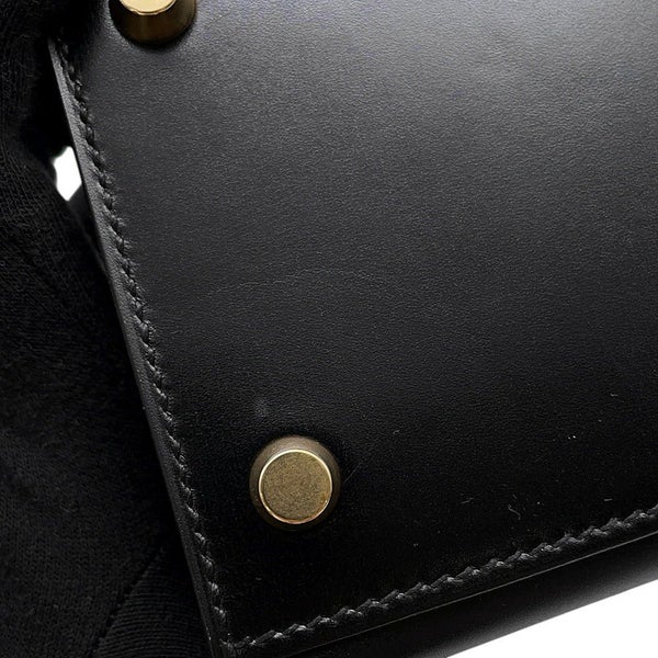 エルメス ハンドバッグ ケリー28 外縫い ブラック/ゴールド金具 ボックスカーフ □C刻印 2wayショルダー 黒