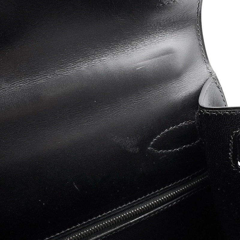 エルメス ハンドバッグ ケリー28 外縫い ブラック/ゴールド金具 ボックスカーフ □C刻印 2wayショルダー 黒