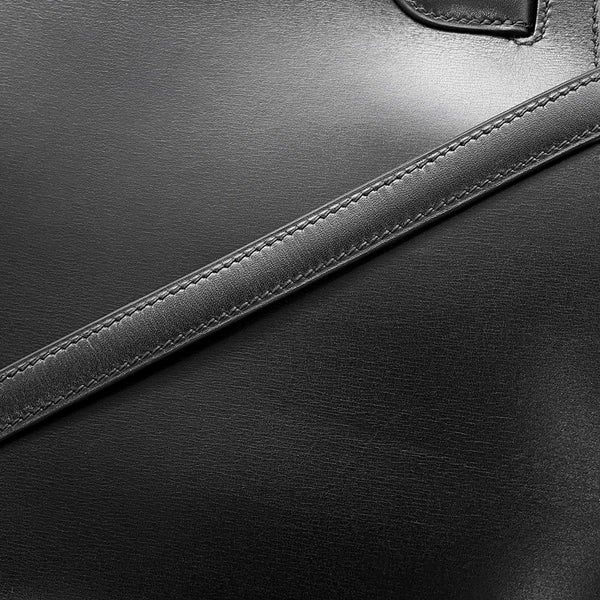 エルメス ハンドバッグ ケリー28 外縫い ブラック/ゴールド金具 ボックスカーフ □C刻印 2wayショルダー 黒