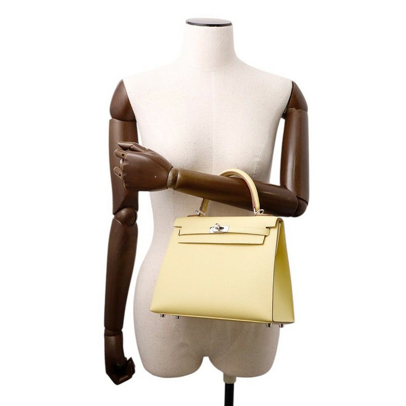 エルメス ハンドバッグ ケリー25 外縫い ジョーヌプッサン/シルバー金具 エプソン K刻印 2wayショルダー