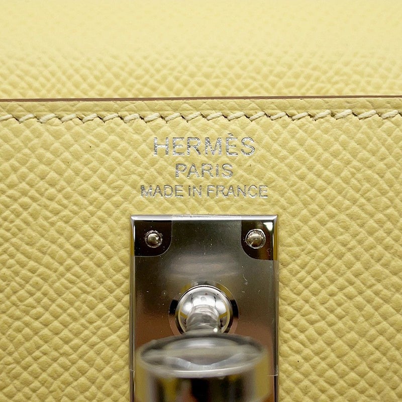 エルメス ハンドバッグ ケリー25 外縫い ジョーヌプッサン/シルバー金具 エプソン K刻印 2wayショルダー