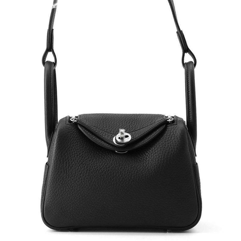 エルメス ハンドバッグ リンディ ミニ ブラック/シルバー金具 トリヨンクレマンス K刻印 2wayショルダー 黒