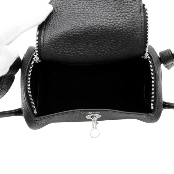 エルメス ハンドバッグ リンディ ミニ ブラック/シルバー金具 トリヨンクレマンス K刻印 2wayショルダー 黒