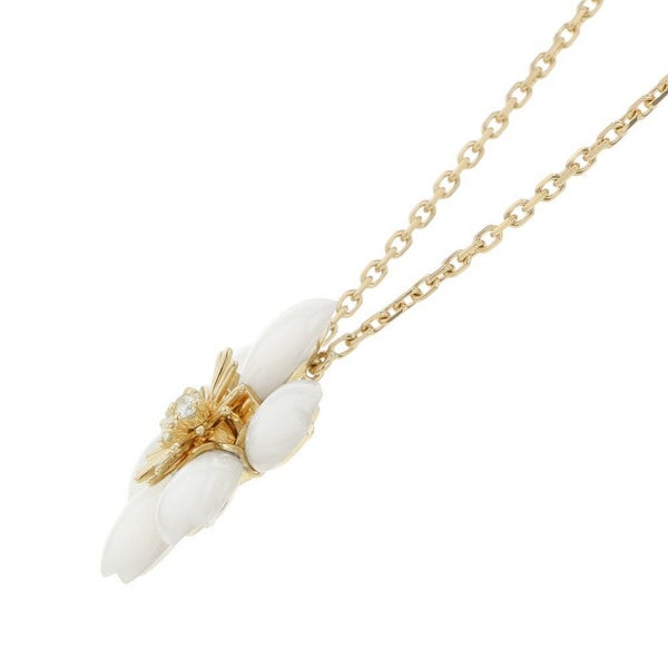 ヴァンクリ ネックレス ローズ ド ノエル ペンダント ミニモデル マザーオブパール ダイヤモンド 3P 計0.1ct K18YG VCARP7T000
