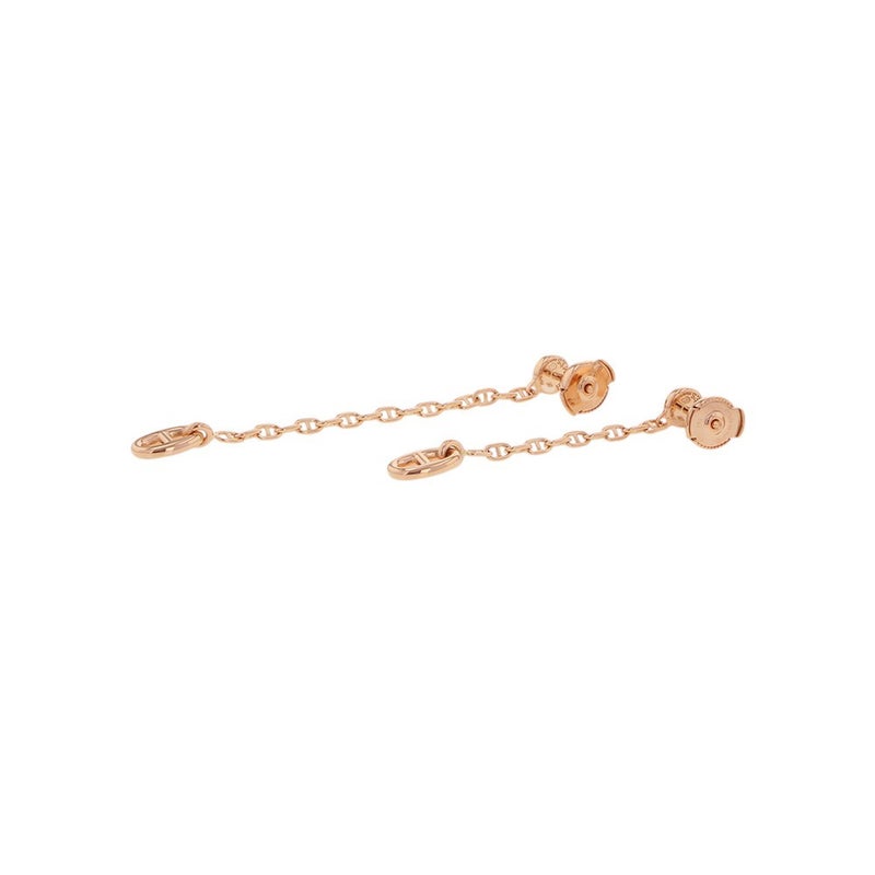 エルメス ピアス シェーヌダンクル ニューファランドールTPM ダイヤモンド 2P 計0.02ct K18PGピンクゴールド HERMES アシンメトリー