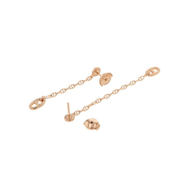 エルメス ピアス シェーヌダンクル ニューファランドールTPM ダイヤモンド 2P 計0.02ct K18PGピンクゴールド HERMES アシンメトリー