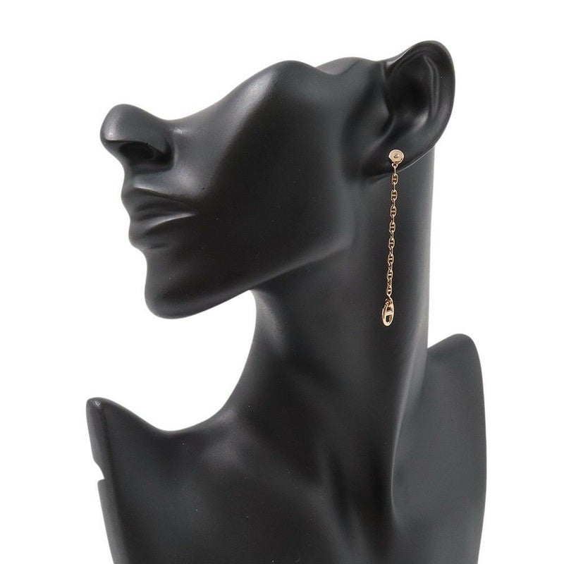 エルメス ピアス シェーヌダンクル ニューファランドールTPM ダイヤモンド 2P 計0.02ct K18PGピンクゴールド HERMES アシンメトリー