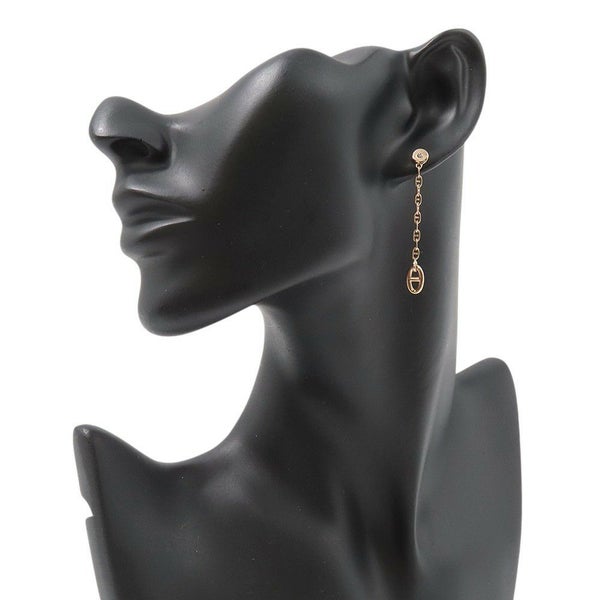 エルメス ピアス シェーヌダンクル ニューファランドールTPM ダイヤモンド 2P 計0.02ct K18PGピンクゴールド HERMES アシンメトリー