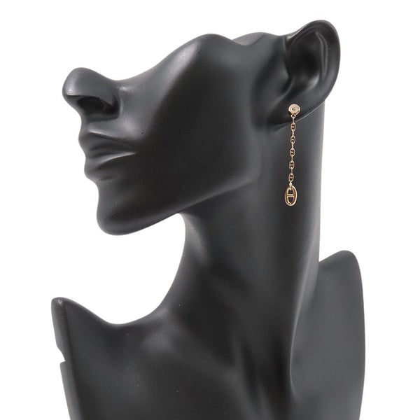 エルメス ピアス シェーヌダンクル ニューファランドールTPM ダイヤモンド 2P 計0.02ct K18PGピンクゴールド HERMES アシンメトリー