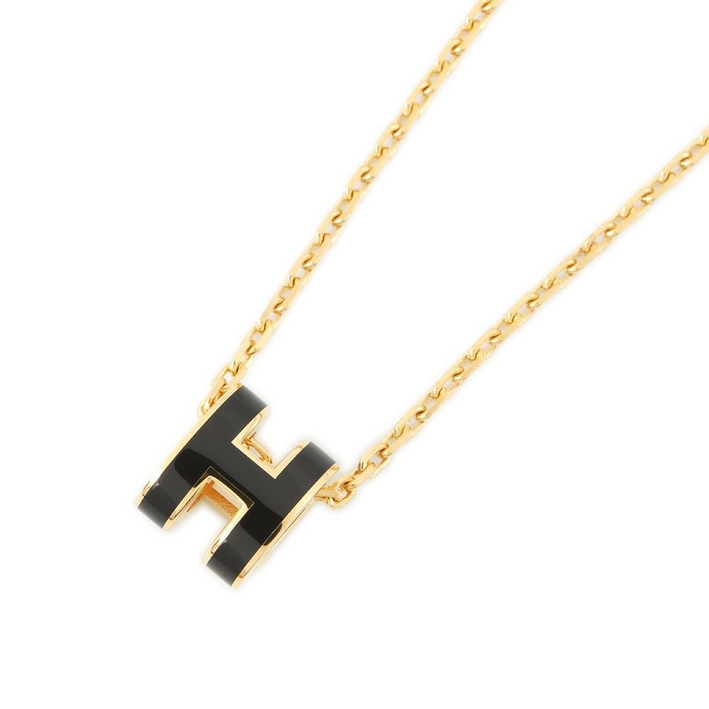 【値下】【美品】エルメスポップアッシュネックレス03チェーンブラックゴールド エルメス ネックレス ミニ・ポップアッシュ ブラック/ゴールド金具