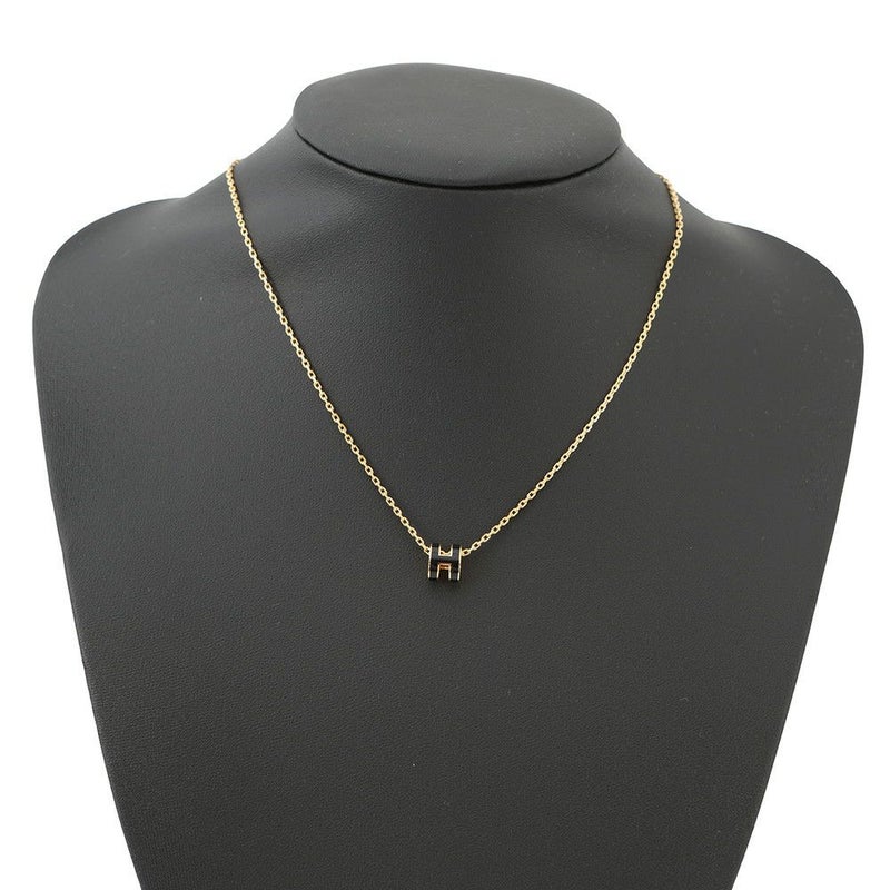 エルメス ネックレス ミニ・ポップアッシュ ブラック/ゴールド金具 HERMES アクセサリー 黒