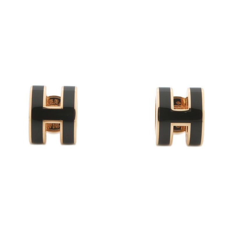 エルメス ピアス ミニ・ポップアッシュ ブラック/ピンクゴールド金具 Hモチーフ HERMES Pop H ポップH