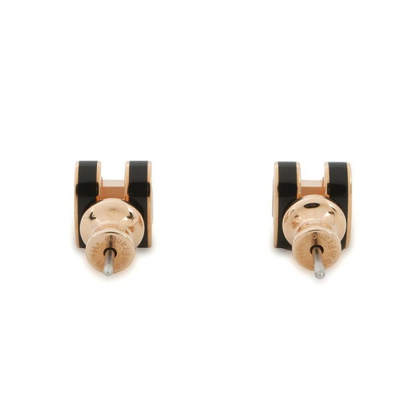 エルメス ピアス ミニ・ポップアッシュ ブラック/ピンクゴールド金具 Hモチーフ HERMES Pop H ポップH