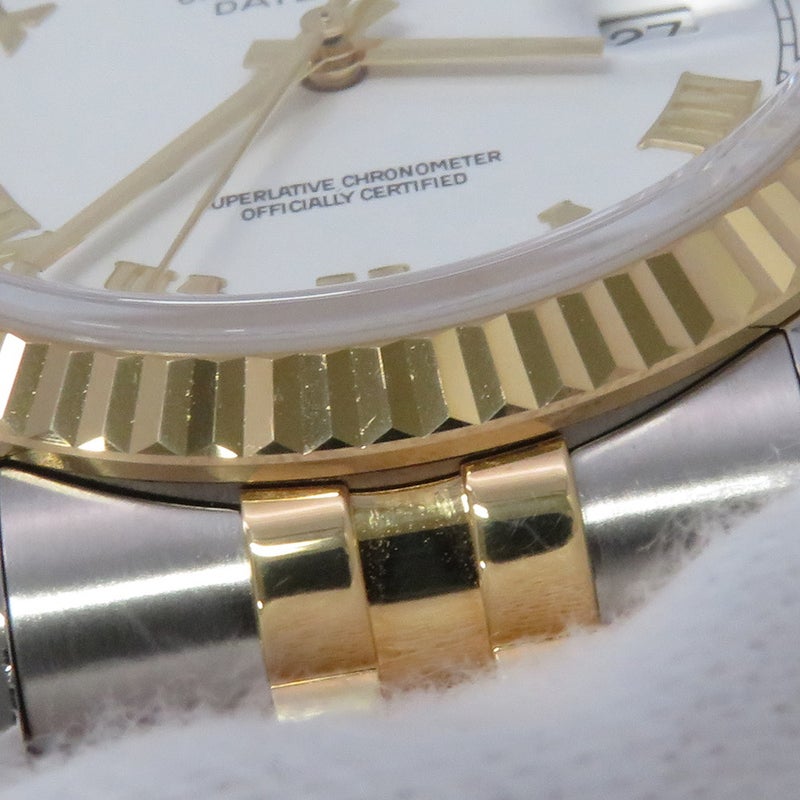 ロレックス デイトジャスト D番 SS/K18YG 116233 ROLEX 腕時計 白文字盤 ローマン