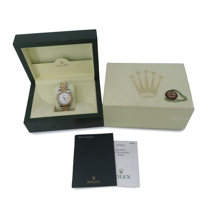 ロレックス デイトジャスト D番 SS/K18YG 116233 ROLEX 腕時計 白文字盤 ローマン