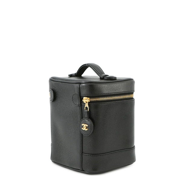 シャネル バニティバッグ ココマーク キャビアスキン 縦型 A01998 CHANEL 化粧ポーチ コスメポーチ 黒