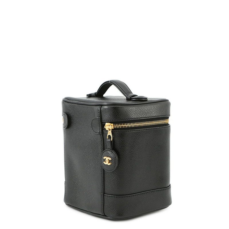 シャネル バニティバッグ ココマーク キャビアスキン 縦型 A01998 CHANEL 化粧ポーチ コスメポーチ 黒