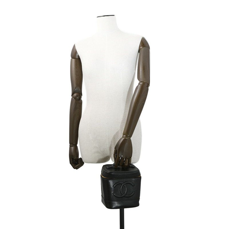 シャネル バニティバッグ ココマーク キャビアスキン 縦型 A01998 CHANEL 化粧ポーチ コスメポーチ 黒