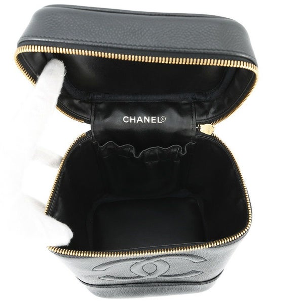 シャネル バニティバッグ ココマーク キャビアスキン 縦型 A01998 CHANEL 化粧ポーチ コスメポーチ 黒