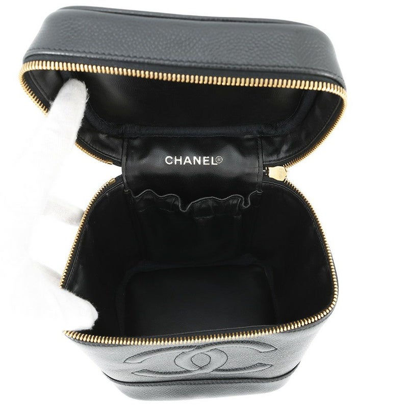 シャネル バニティバッグ ココマーク キャビアスキン 縦型 A01998 CHANEL 化粧ポーチ コスメポーチ 黒