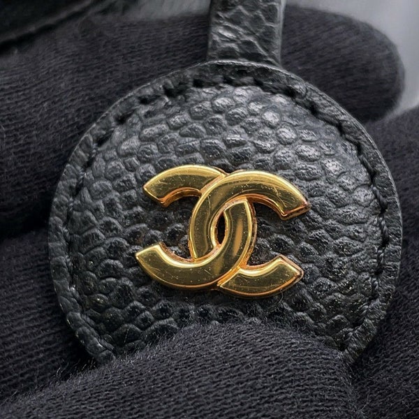 シャネル バニティバッグ ココマーク キャビアスキン 縦型 A01998 CHANEL 化粧ポーチ コスメポーチ 黒