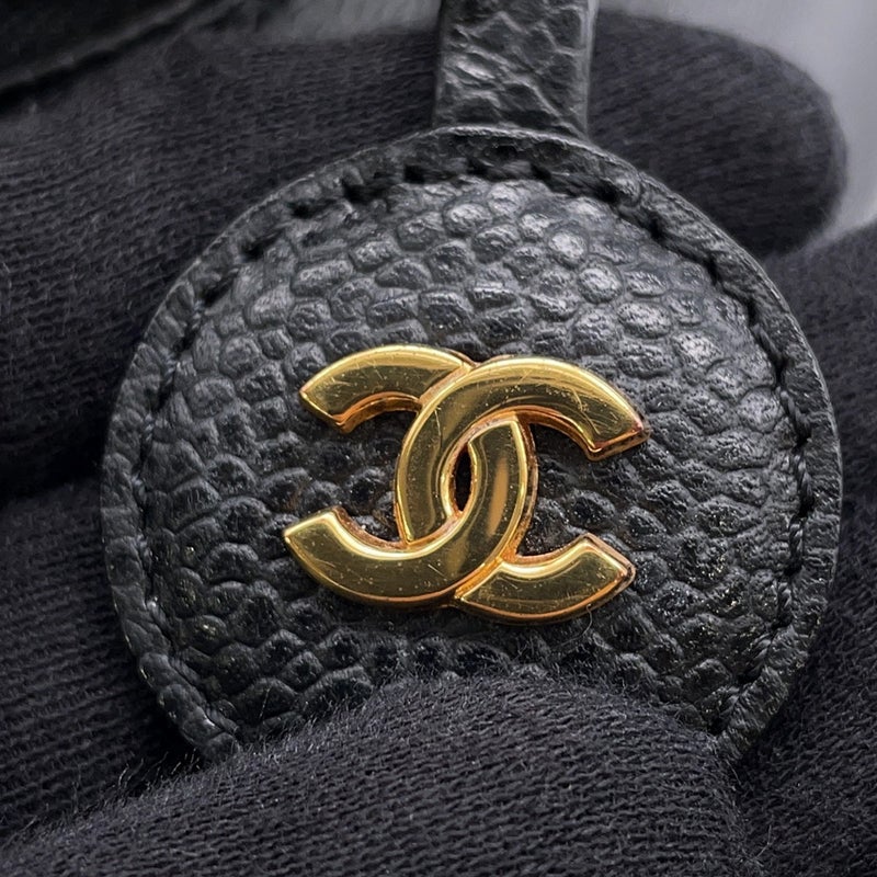 シャネル バニティバッグ ココマーク キャビアスキン 縦型 A01998 CHANEL 化粧ポーチ コスメポーチ 黒