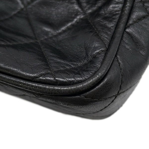 シャネル チェーンショルダーバッグ マトラッセ タッセル ラムスキン CHANEL バッグ 黒