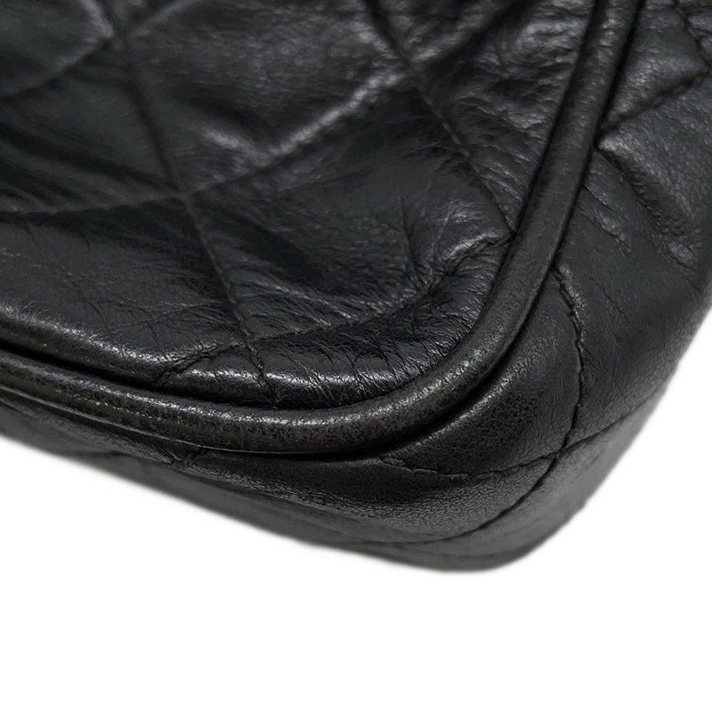 シャネル チェーンショルダーバッグ マトラッセ タッセル ラムスキン CHANEL バッグ 黒