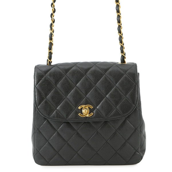 シャネル チェーンショルダーバッグ マトラッセ シングルチェーン キャビアスキン A07868 CHANEL バッグ 黒