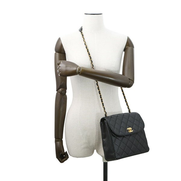 シャネル チェーンショルダーバッグ マトラッセ シングルチェーン キャビアスキン A07868 CHANEL バッグ 黒