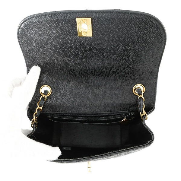 シャネル チェーンショルダーバッグ マトラッセ シングルチェーン キャビアスキン A07868 CHANEL バッグ 黒