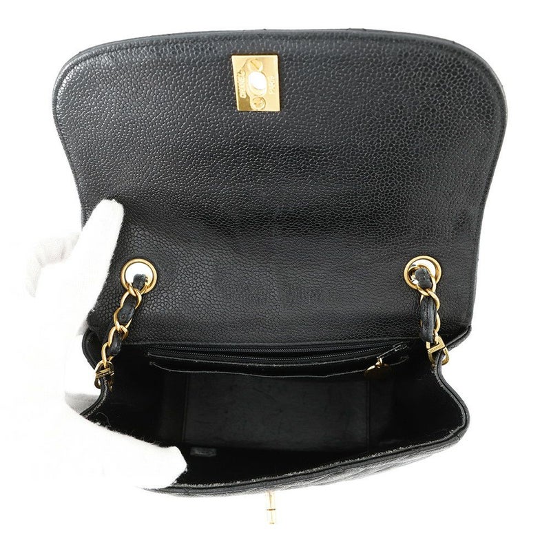 シャネル チェーンショルダーバッグ マトラッセ シングルチェーン キャビアスキン A07868 CHANEL バッグ 黒