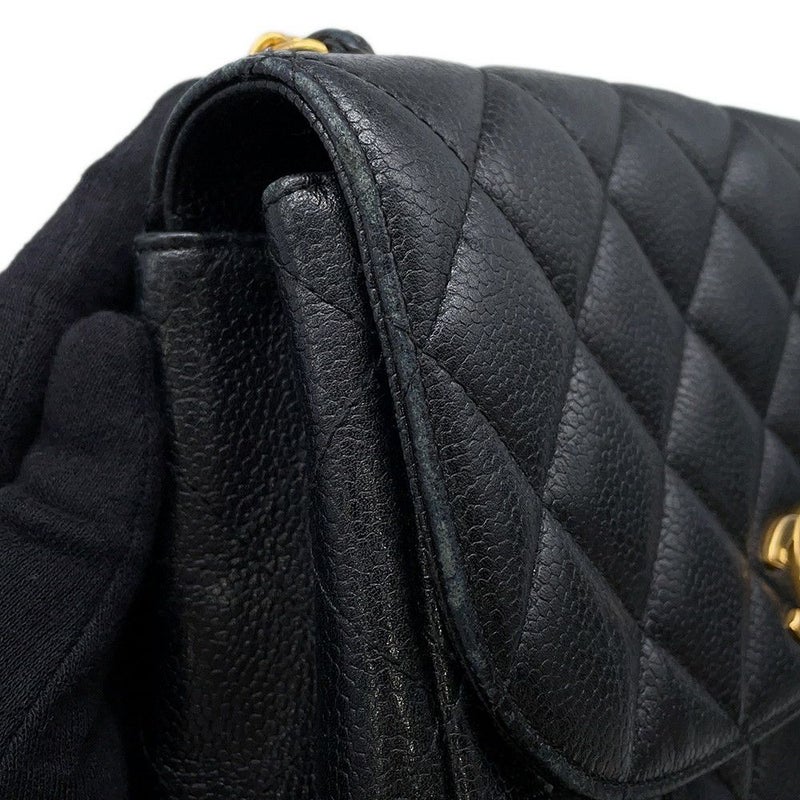 シャネル チェーンショルダーバッグ マトラッセ シングルチェーン キャビアスキン A07868 CHANEL バッグ 黒