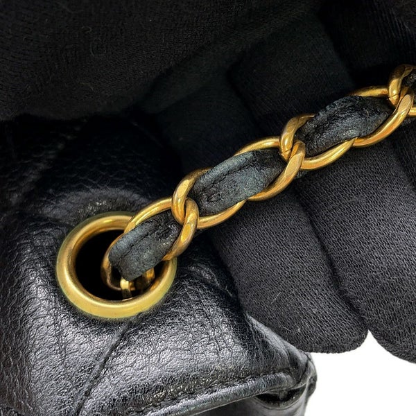 シャネル チェーンショルダーバッグ マトラッセ シングルチェーン キャビアスキン A07868 CHANEL バッグ 黒