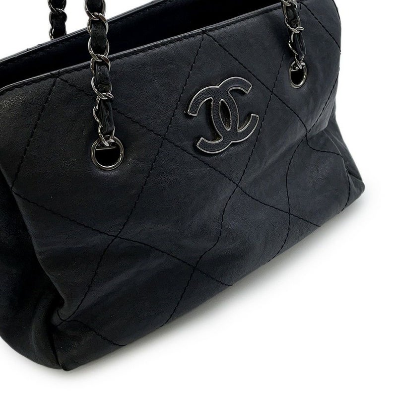 シャネル チェーンショルダーバッグ ワイルドステッチ マトラッセ ココマーク レザー CHANEL バッグ 黒