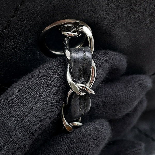 シャネル チェーンショルダーバッグ ワイルドステッチ マトラッセ ココマーク レザー CHANEL バッグ 黒