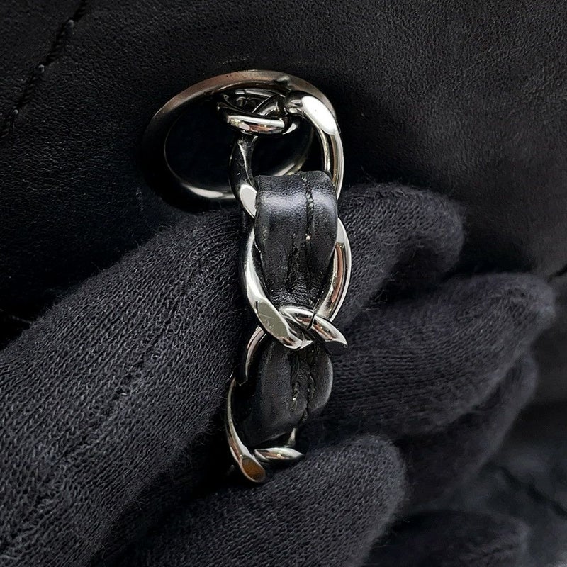 シャネル チェーンショルダーバッグ ワイルドステッチ マトラッセ ココマーク レザー CHANEL バッグ 黒