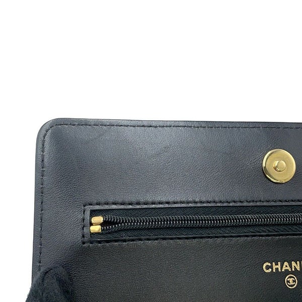 シャネル チェーンウォレット クラシック マトラッセ ココマーク ラムスキン AP0250 CHANEL 財布 黒