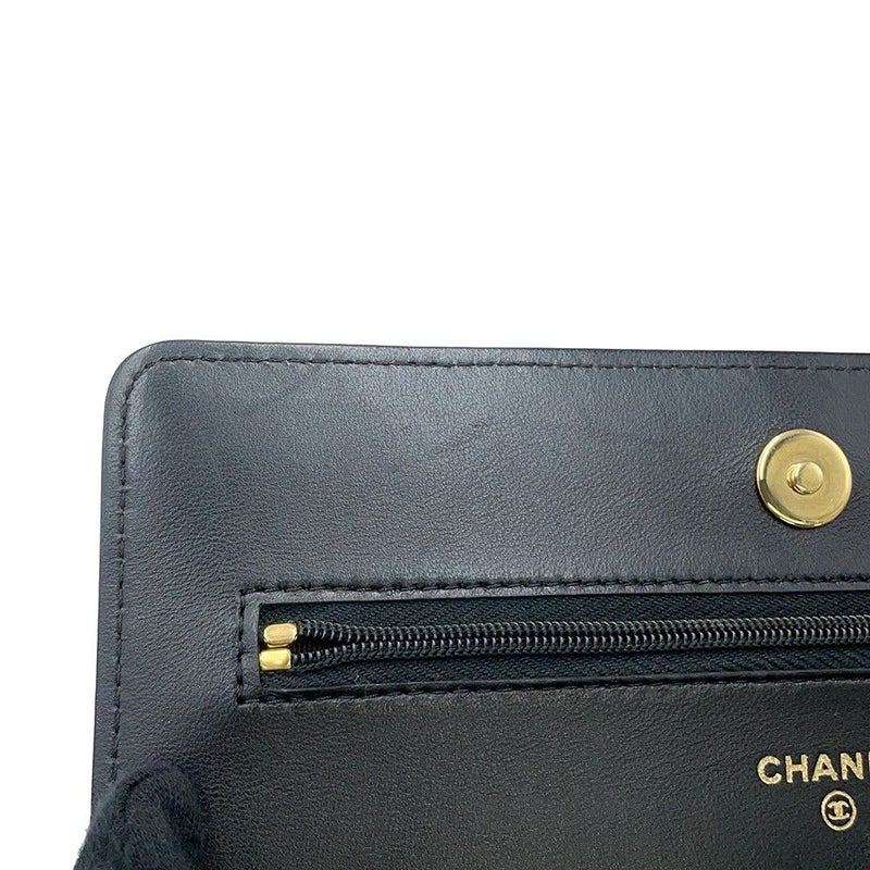 シャネル チェーンウォレット クラシック マトラッセ ココマーク ラムスキン AP0250 CHANEL 財布 黒