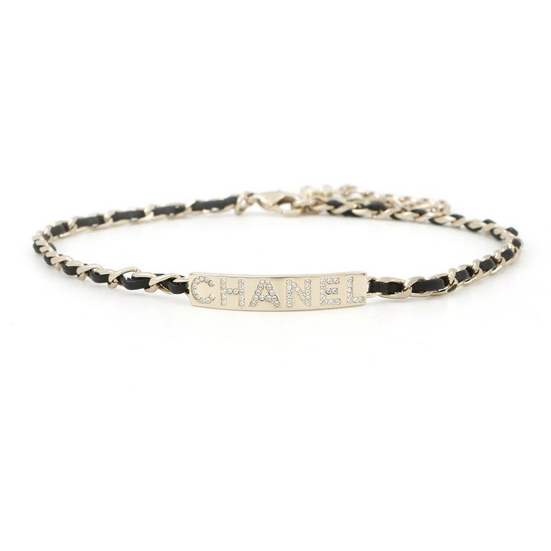 シャネル チョーカー ロゴプレート チェーン B21V AB4711 CHANEL ネックレス アクセサリー 黒